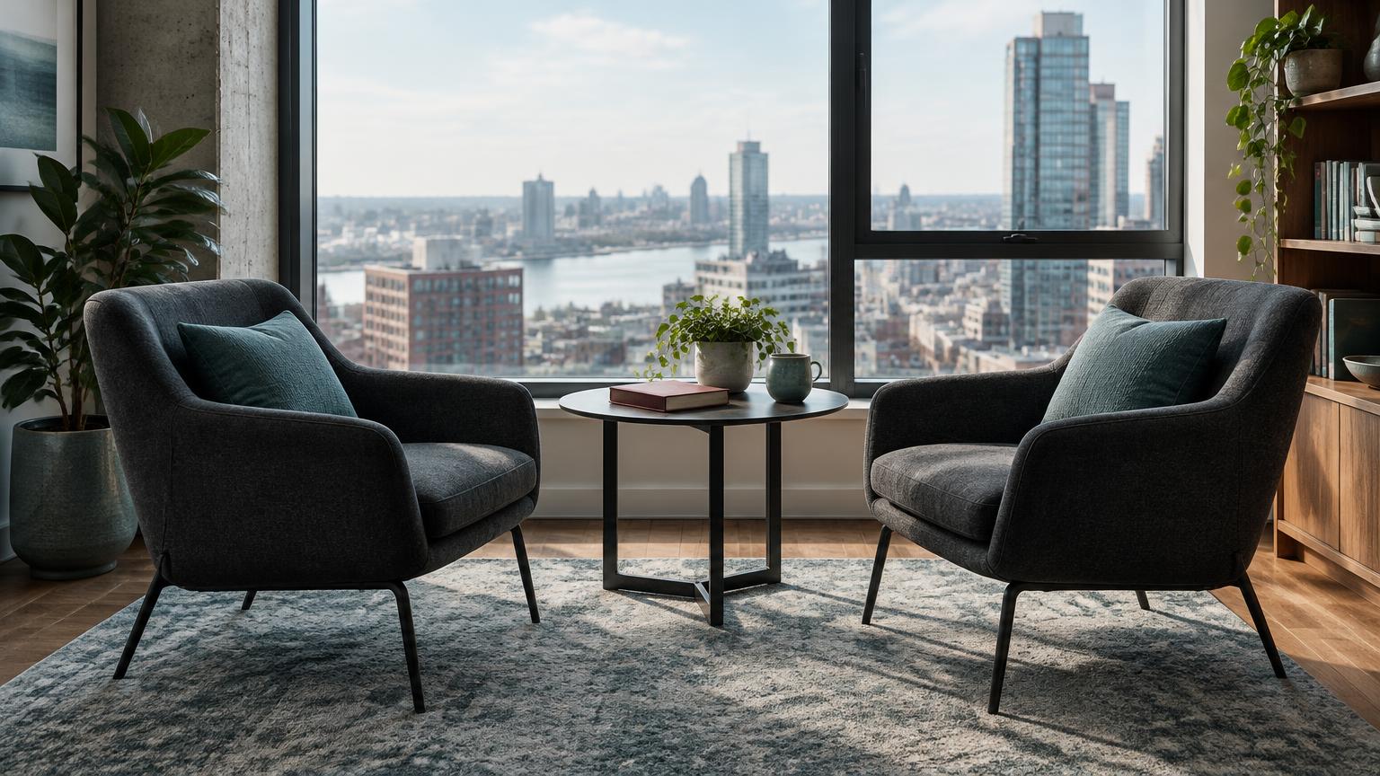 Two chairs by a window, a space for conversation